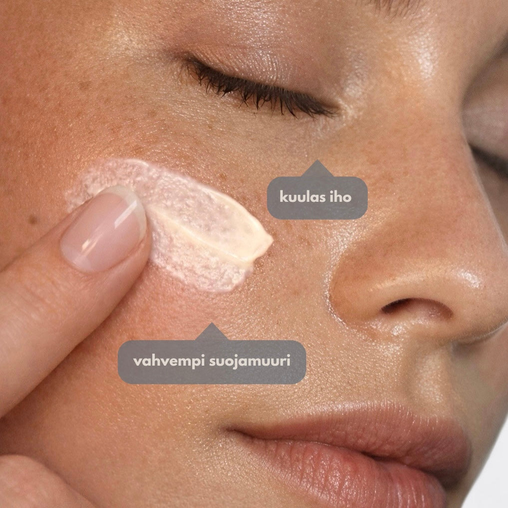 Talirasva kuivalla iholla, vahvempi suojamuuri, kuulas iho, luonnollinen