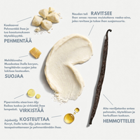 talirasva kuivalle iholle ainesosat, kaakaovoi, mehiläisvaha, jojobaöljy, vanilja